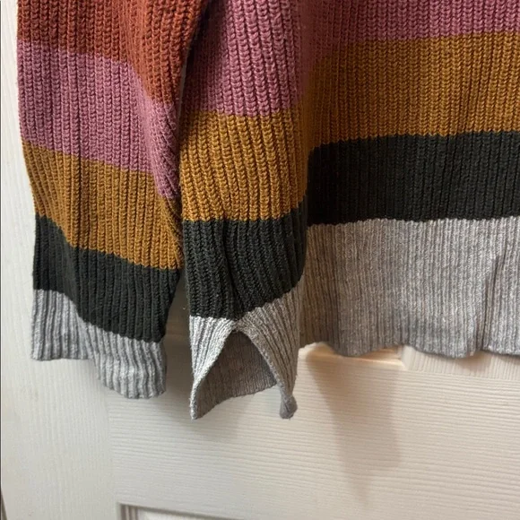 Madewell Striped Rib-Knit Crewneck Sweater in Mustard, Pink, Gray & Olive - Picture 7 of 9